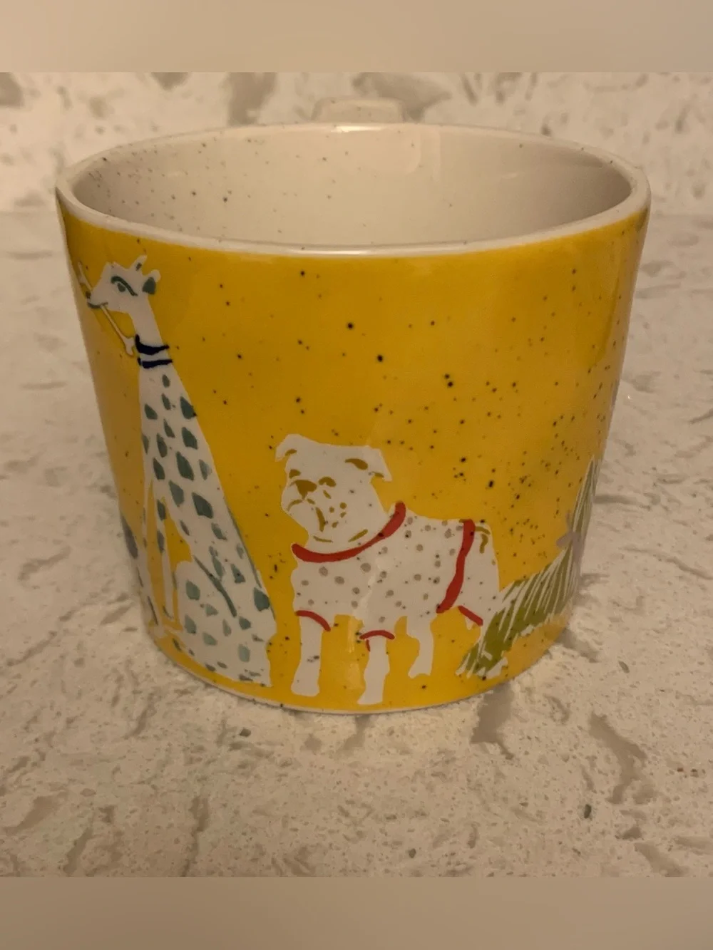 Anthropologie Pet Shop Dog Yellow Coffee Tea Speckled Mug NEW